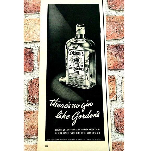 Gordons - There's no gin like Gordon's - 1950 Vtg Alcohol PRINT AD Ephemera - Picture 1 of 6
